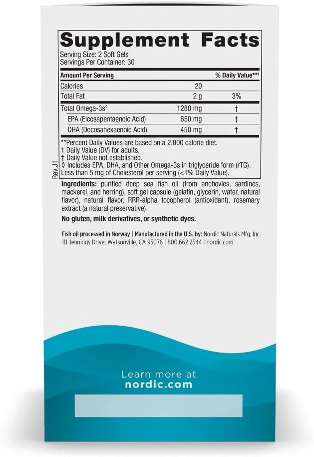 Nordic Naturals Ultimate Omega Lemon For Heart, Brain And Immune Health 60 Soft Gels ingredients