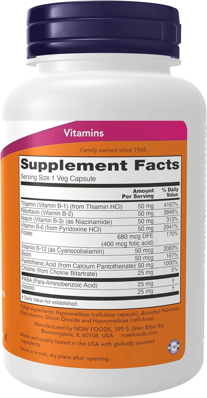 NOW Foods B-50 Nervous System Health 100 Veg Capsules ingredients