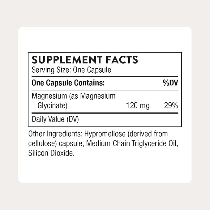 Thorne Magnesium Glycinate Chelated for High Absorption 90 Capsules ingredients