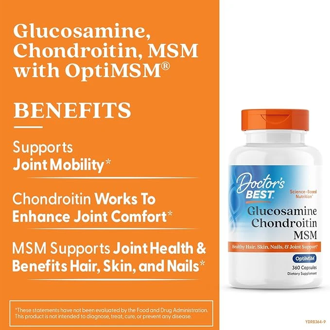 Doctor's Best Glucosamine Chondroitin MSM Healthy Hair & Joint Support 360 Veg Capsules thumbnail 3