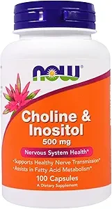 NOW Foods Choline & Inositol Nervous System Health 100 Veg Capsules thumbnail 2