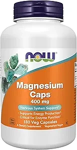 NOW Foods Magnesium Caps 400mg Nervous System Support 180 Veg Capsules thumbnail 3