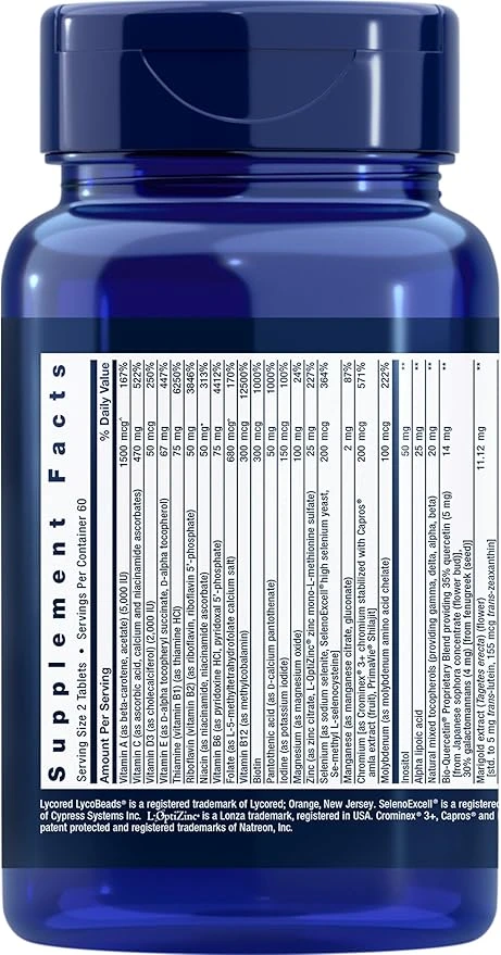 Life Extension Two-a-Day Multivitamin 120 Tablets ingredients