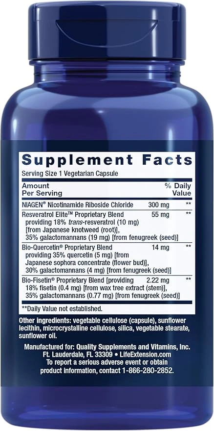 Life Extension NAD+ Cell Regenerator 100mg 30 Vegetarian Capsules thumbnail 3