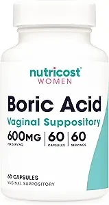 Nutricost Women Boric Acid Vaginal Suppository 600mg Per Serving 60 Capsules thumbnail 3