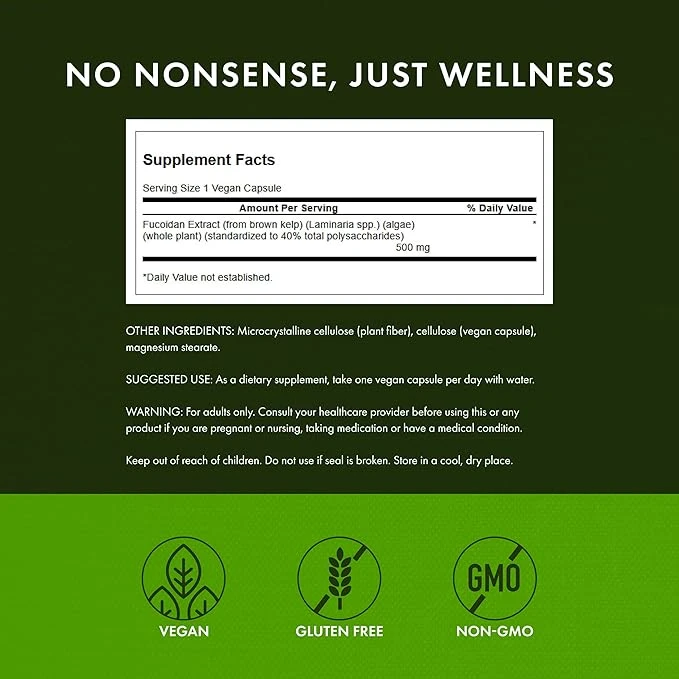 Swanson Fucoidan Extract Antioxidant Support 500mg Per Capsule 60 Vegan Capsules thumbnail 5
