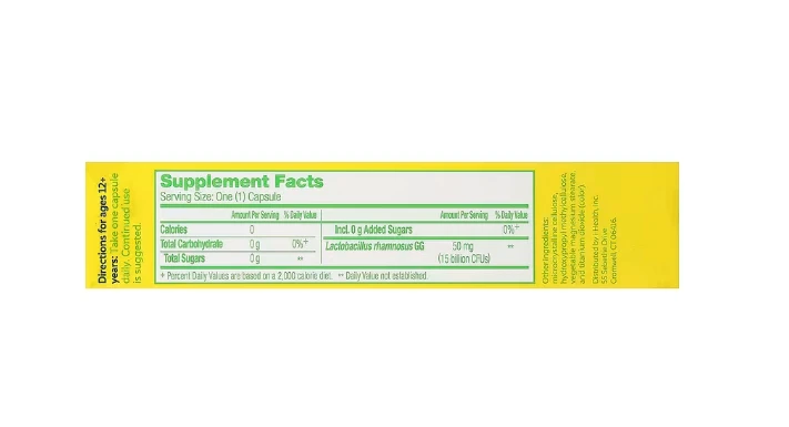 Culturelle Probiotics Health & Wellbeing 50mg (15 Billion CFUs) 30 Vegetarian Capsules ingredients
