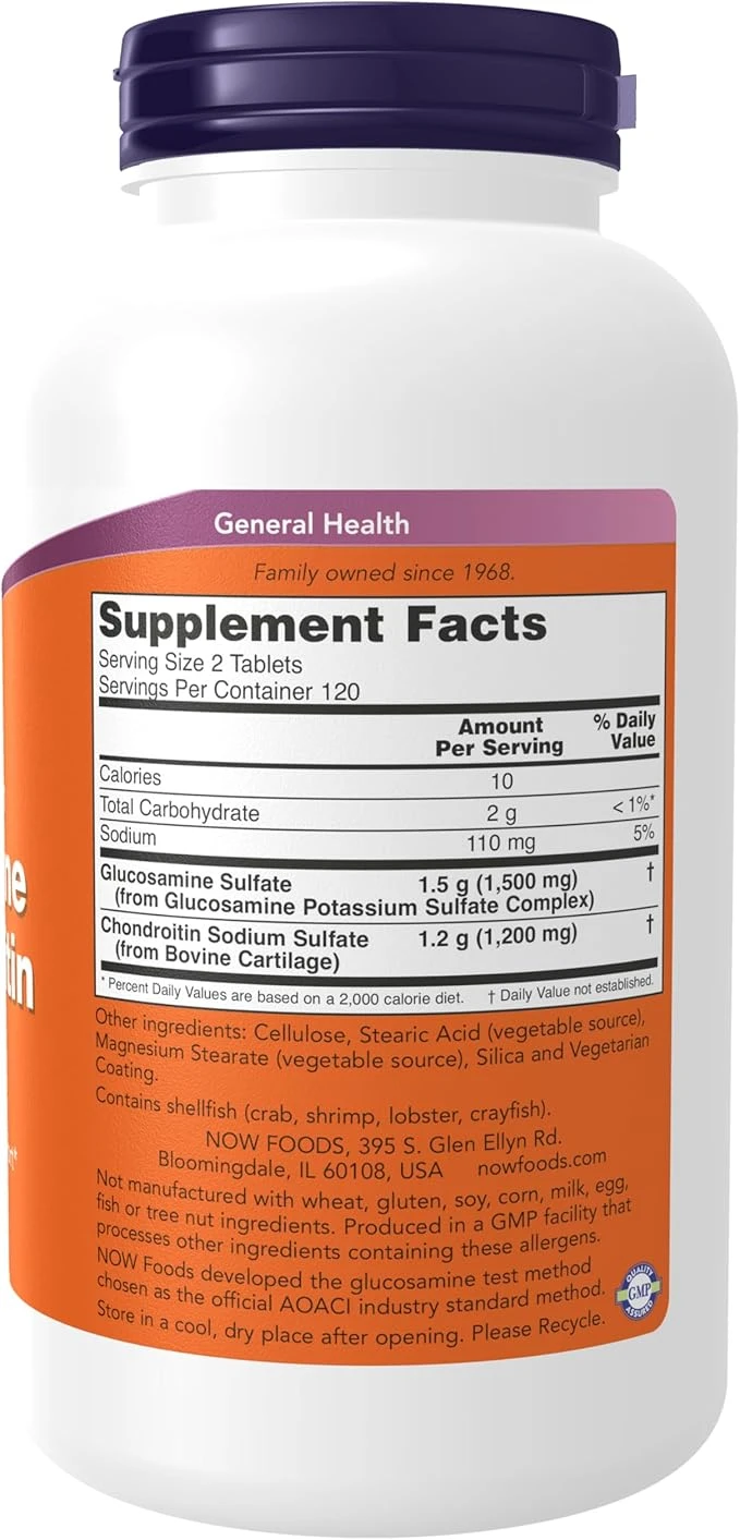 NOW Foods Extra Strength Glucosamine & Chondroitin Joint Health 240 Capsules thumbnail 3