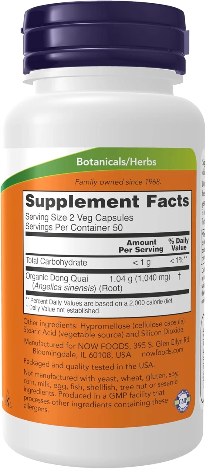 NOW Foods Dong Quai 520mg Female Support 100 Veg Capsules thumbnail 5