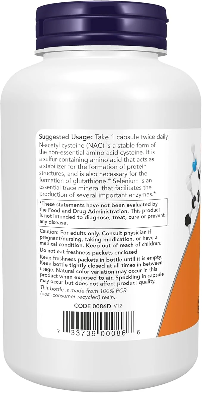 NOW Foods NAC 600mg Free Radical Protection 100 Capsules thumbnail 2