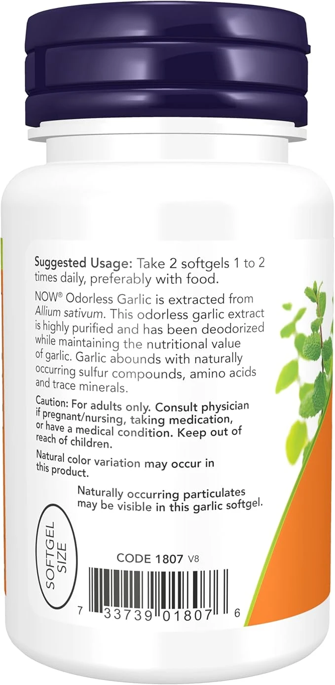 NOW Foods Odourless Garlic Concentrated Extract 100 Softgels thumbnail 2