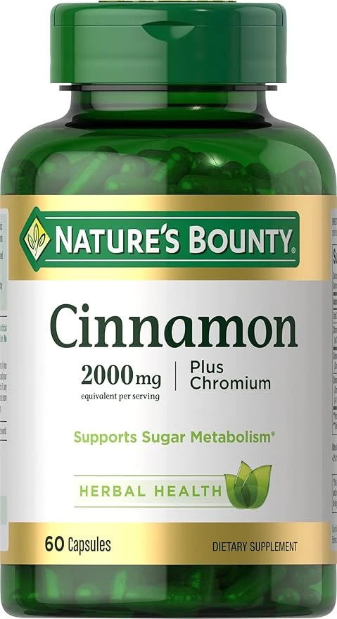 Nature's Bounty Cinnamon 2000mg Equent per Serving Supports Sugar Metabolism Herbal Health 60 Capsules thumbnail 4