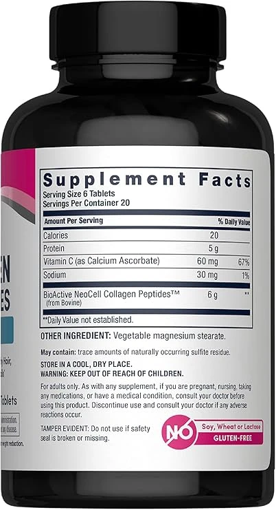 NeoCell - Grass-fed Collagen Peptides + Vitamin C | 120 Tablets ingredients