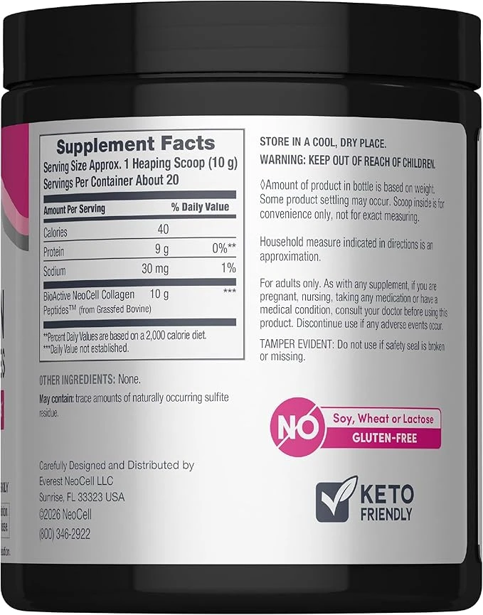 NeoCell - Grass-fed Collagen Peptides | Berry Lemon | 6.7 oz (190 g) ingredients