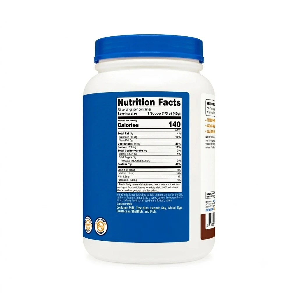 Nutricost Grass-Fed Whey Concentrate – Milk Chocolate Flavored – 2 lb (907 g) Protein ingredients
