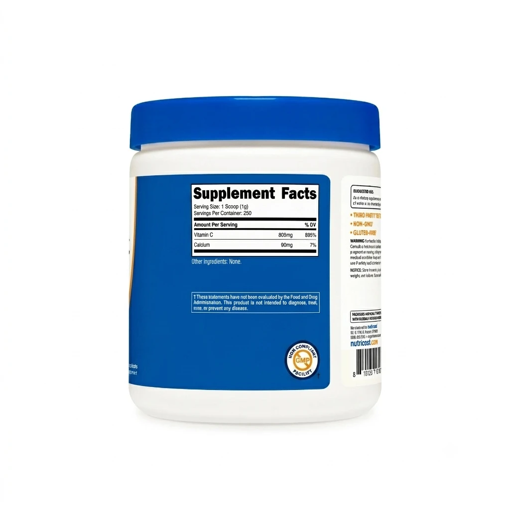 Nutricost Calcium Ascorbate 250g 250 Powder ingredients