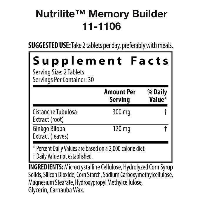 Nutrilite Memory Builder Dietary Supplement 60 Tablets ingredients