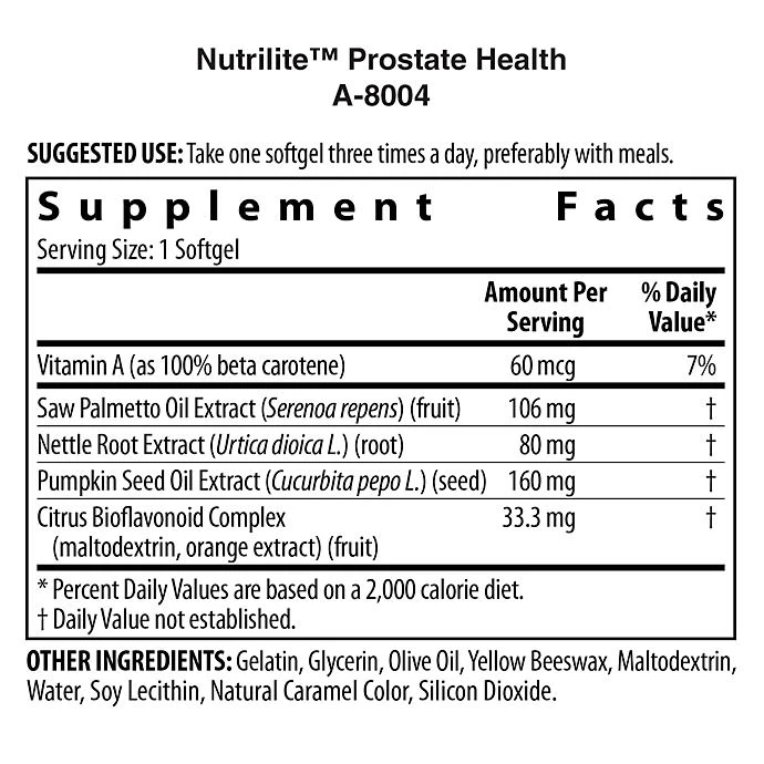 Nutrilite Prostate Health Dietary Supplement 100 Softgels ingredients