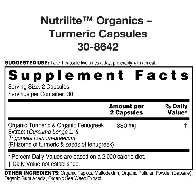 Nutrilite Organics Turmeric Capsules 60 Capsules ingredients