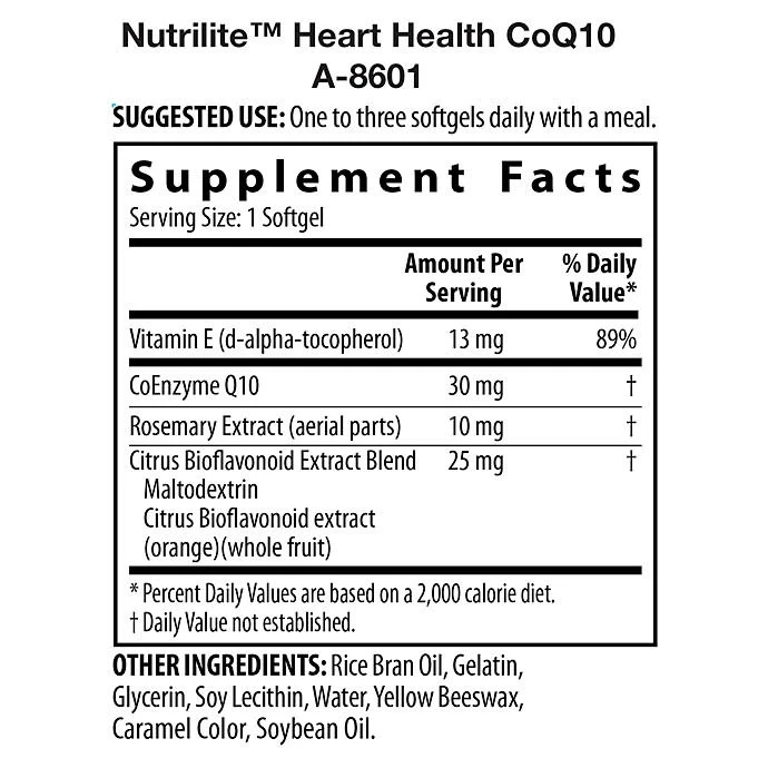 Nutrilite Heart Health Coq10 60 Softgels ingredients