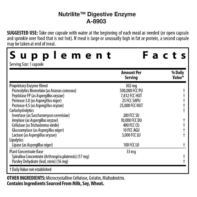 Nutrilite Digestive Enzyme 90 Capsules ingredients