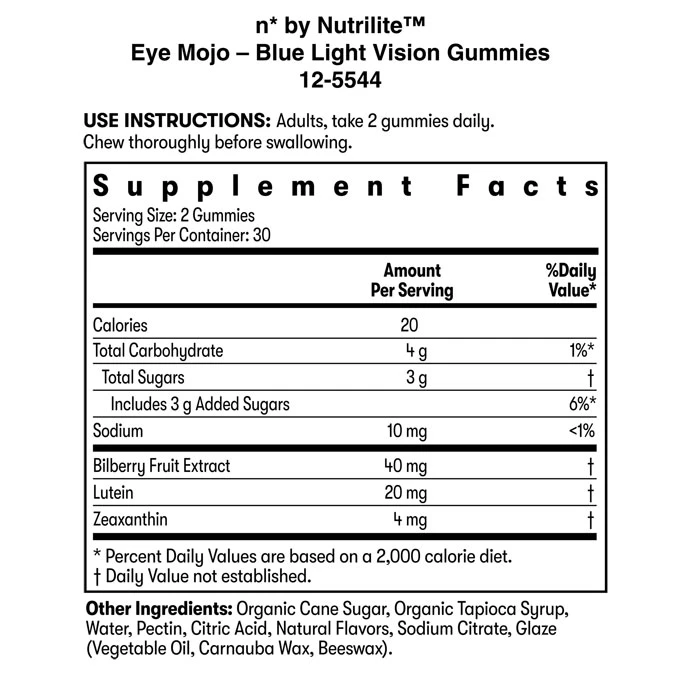N By Nutrilite Eye Mojo – Blue Light Vision Gummies* 60 Gummies ingredients