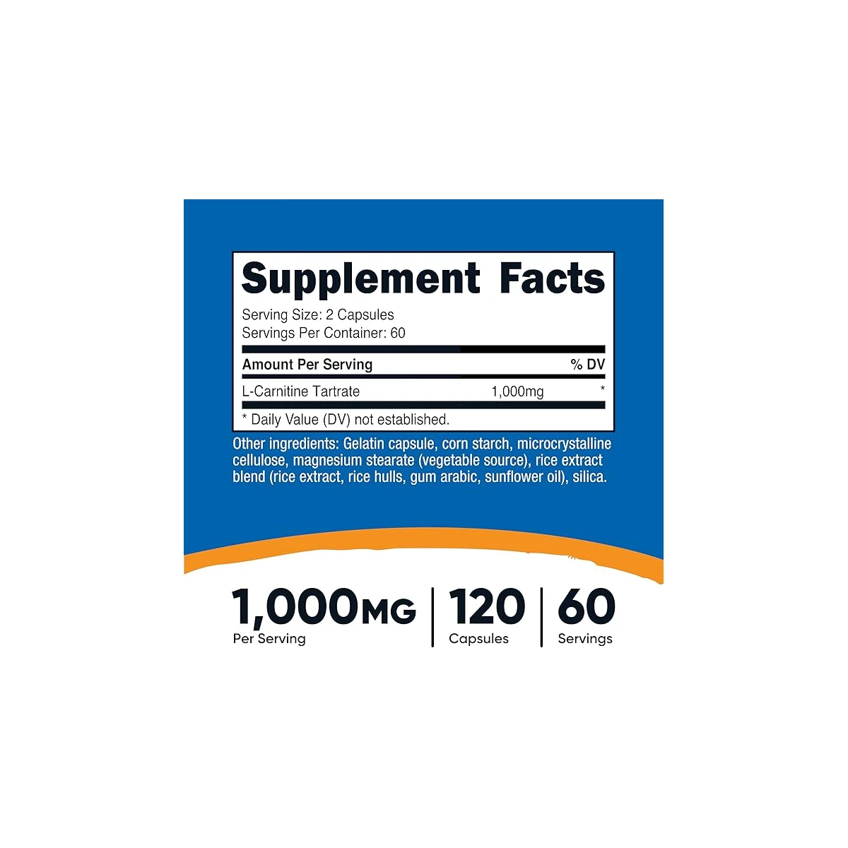 Nutricost L-Carnitine Tartrate 1000mg 120 Capsules ingredients