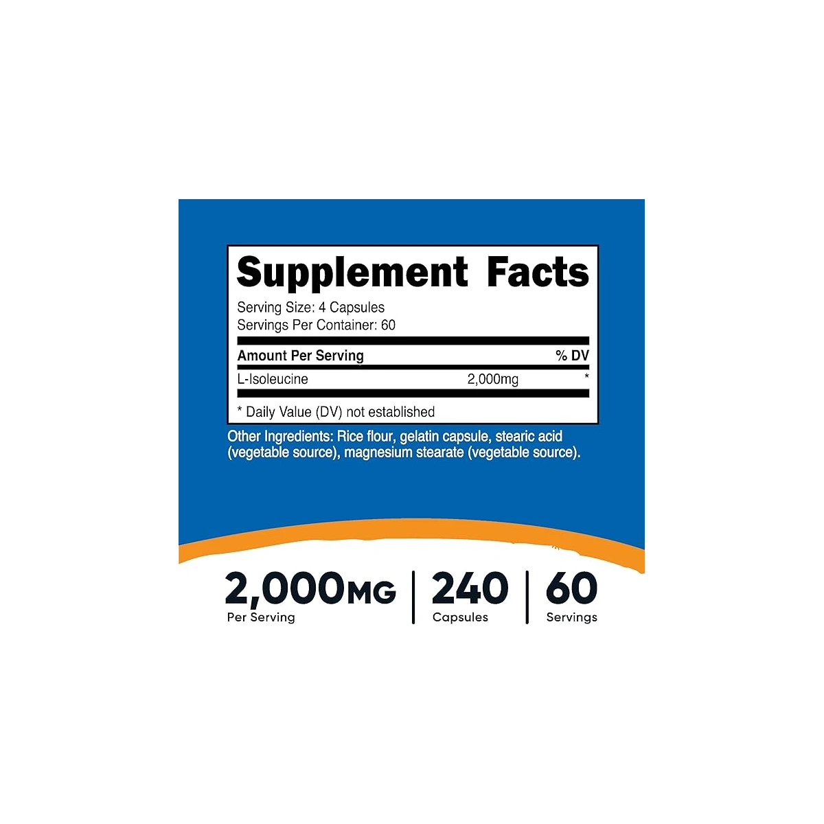 Nutricost L-Isoleucine 2000mg 240 Capsules ingredients