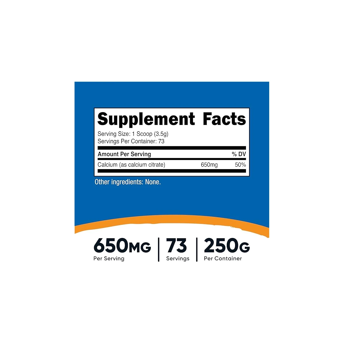 Nutricost Calcium Citrate 250g 650mg Powder ingredients