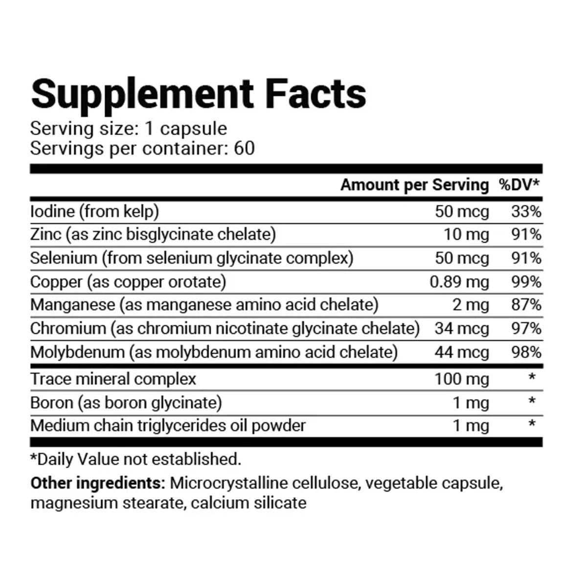 Dr. Berg Trace Minerals Enhanced 60 Capsules ingredients
