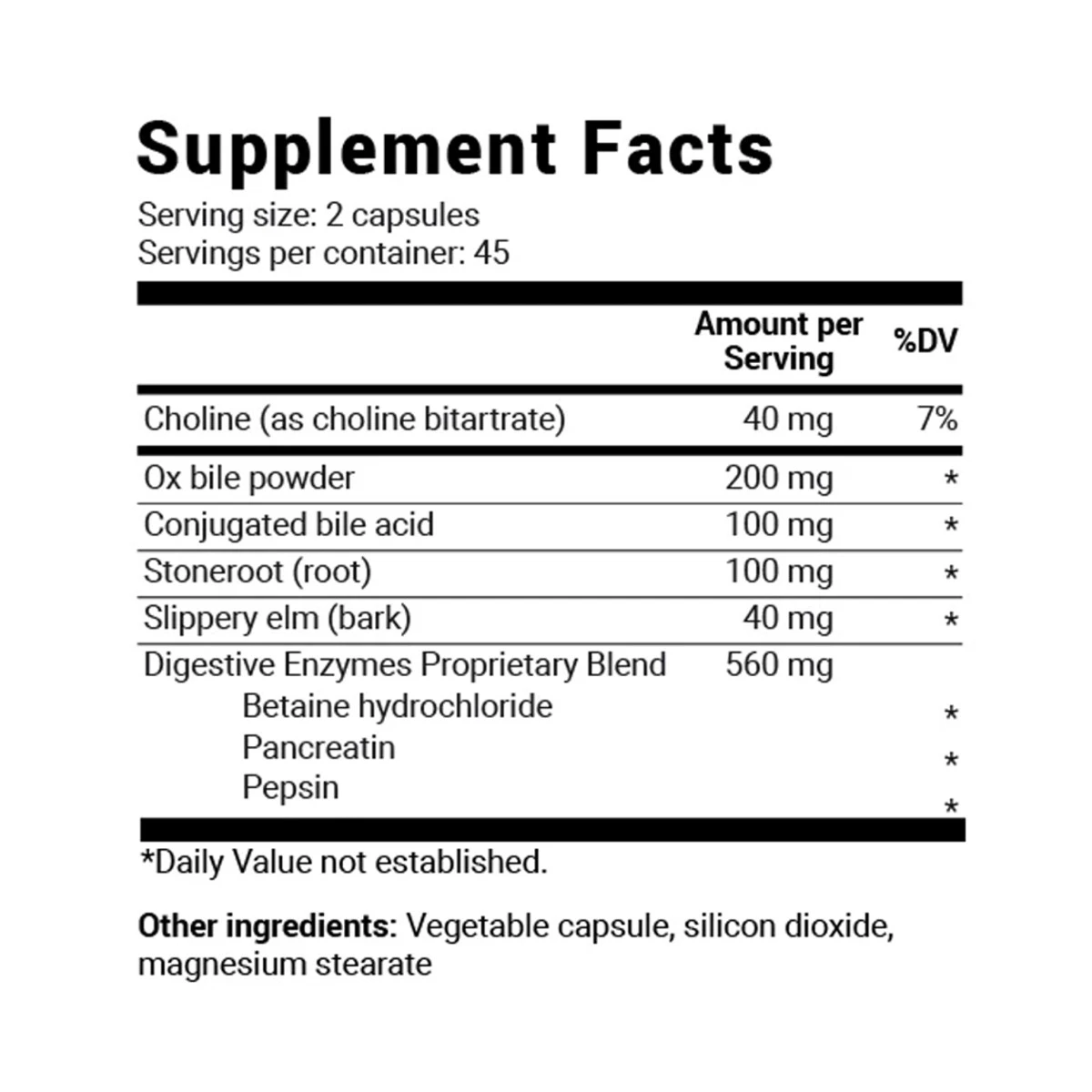 Dr. Berg Gallbladder Formula Extra Strength 90 Capsules ingredients