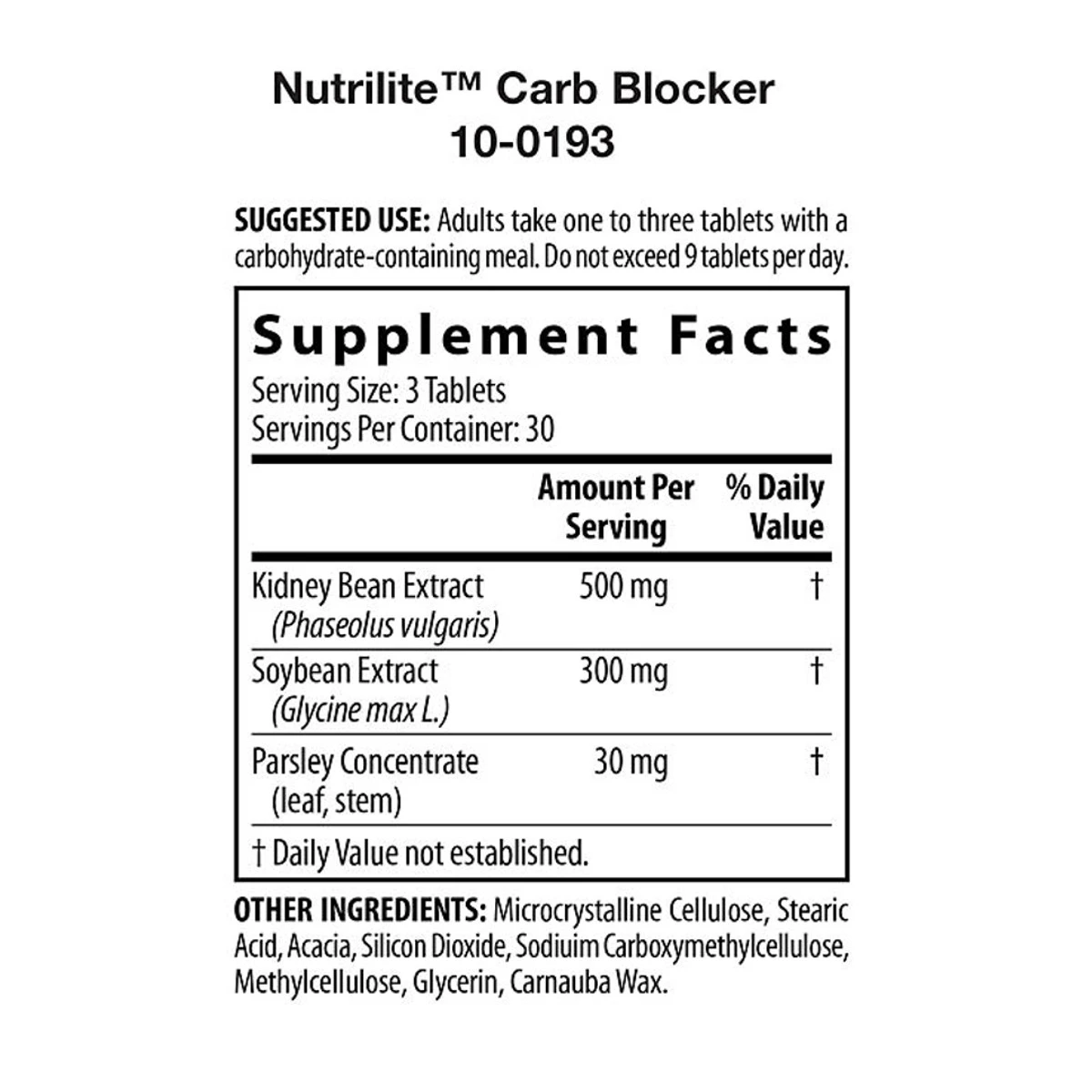 Nutrilite Carb Blocker 90 Tablets ingredients