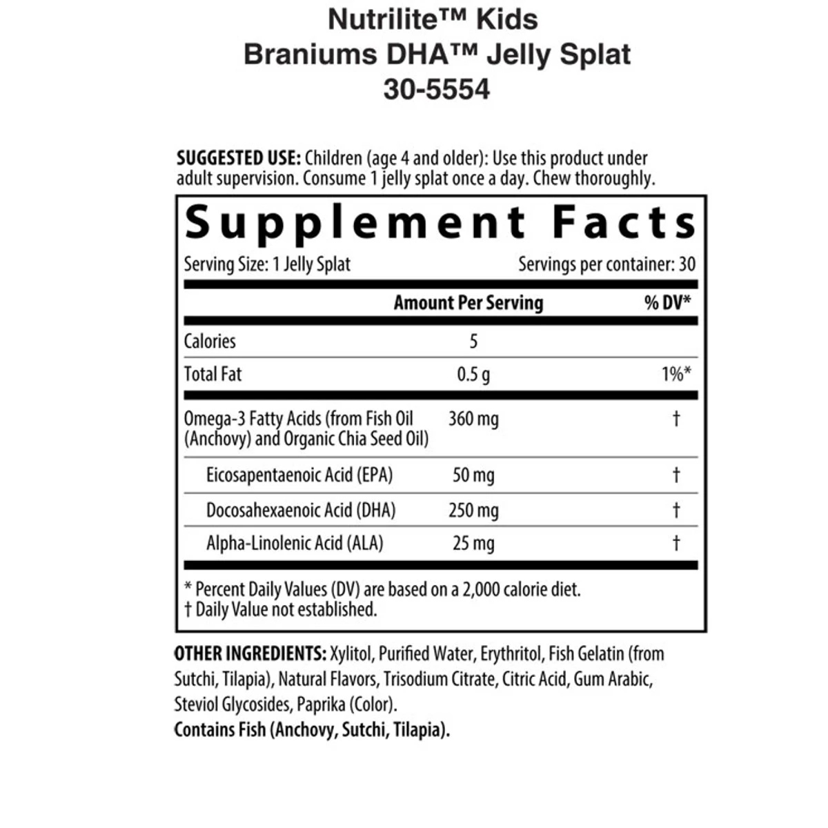 Nutrilite Kids Brainiums Dha Jelly Splat 30 Jelly Splats ingredients