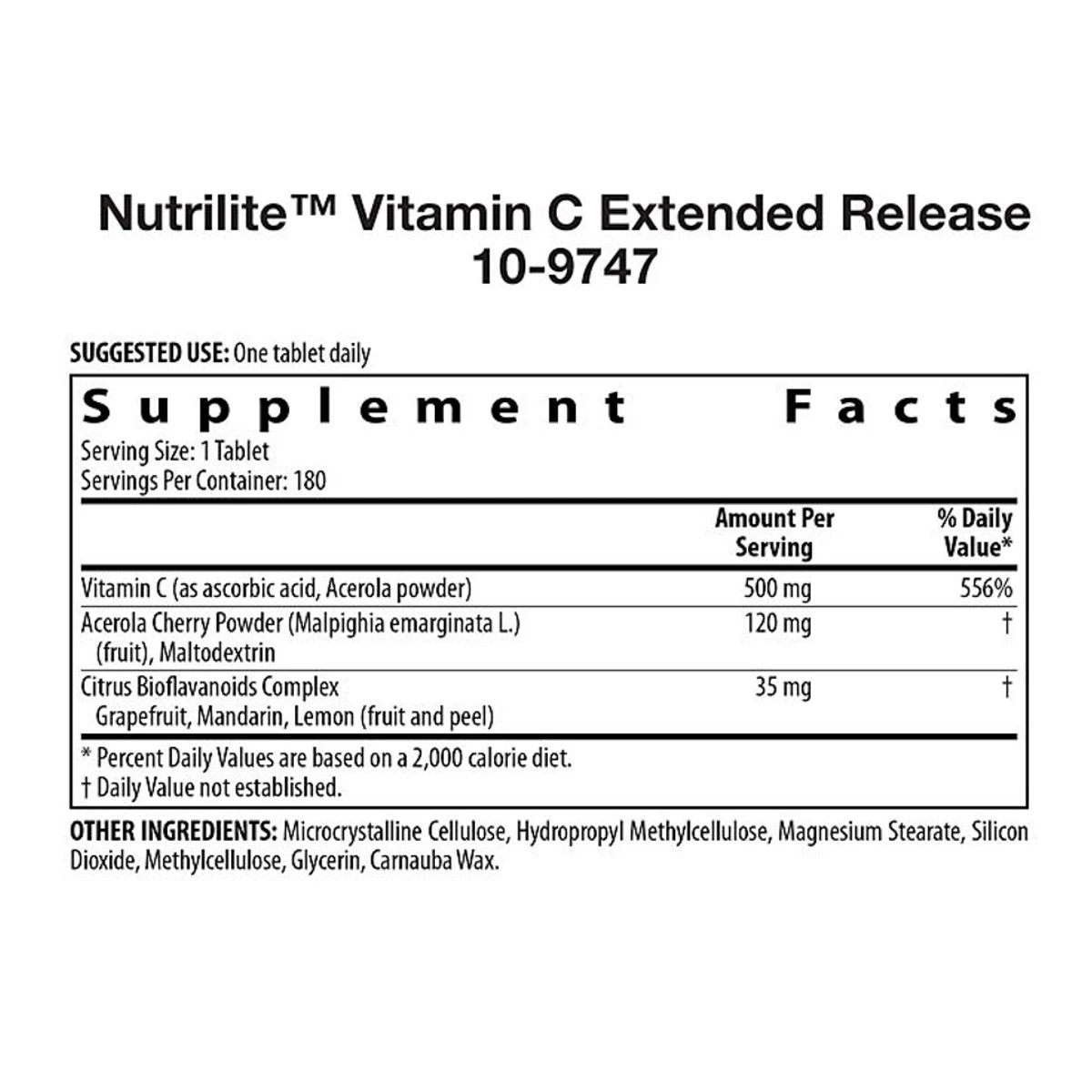 Nutrilite Vitamin C Extended Release 180 Tablets ingredients