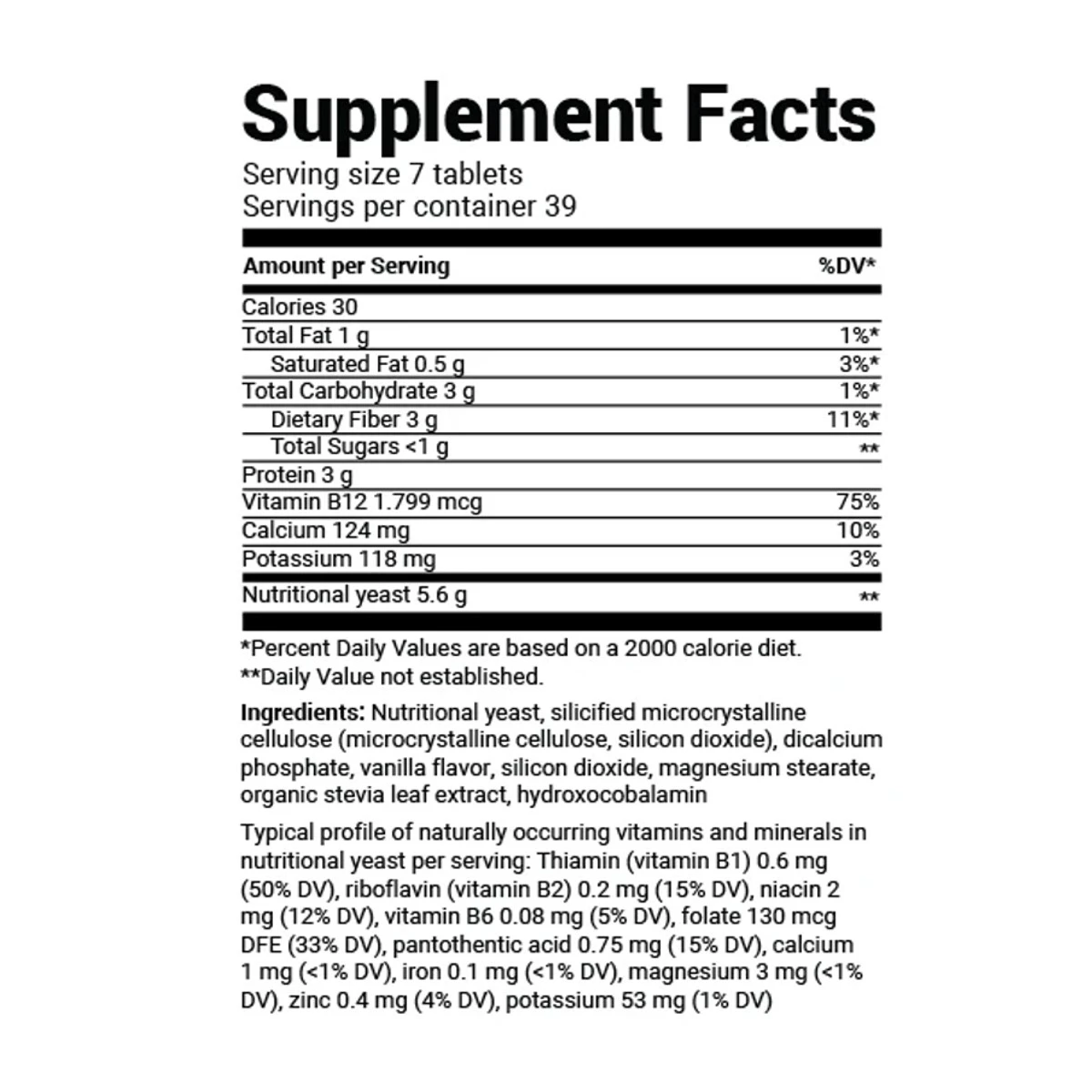 Dr. Berg Nutritional Yeast No synthetic vitamins added 270 Tablets ingredients