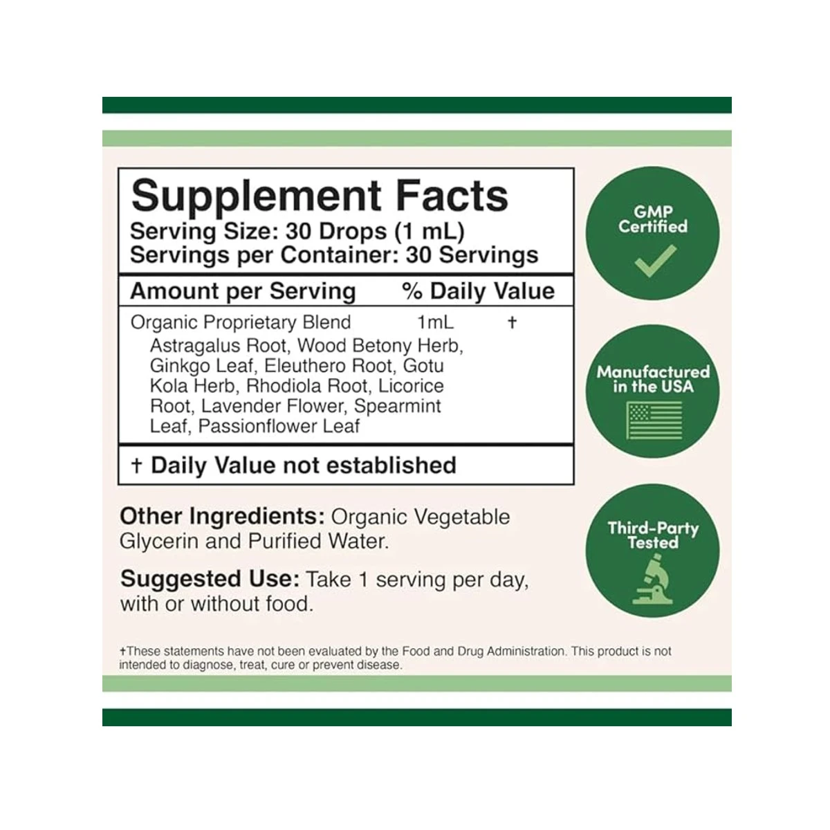 Double Wood Adrenal Support Drops 1fl Oz (30ml) ingredients