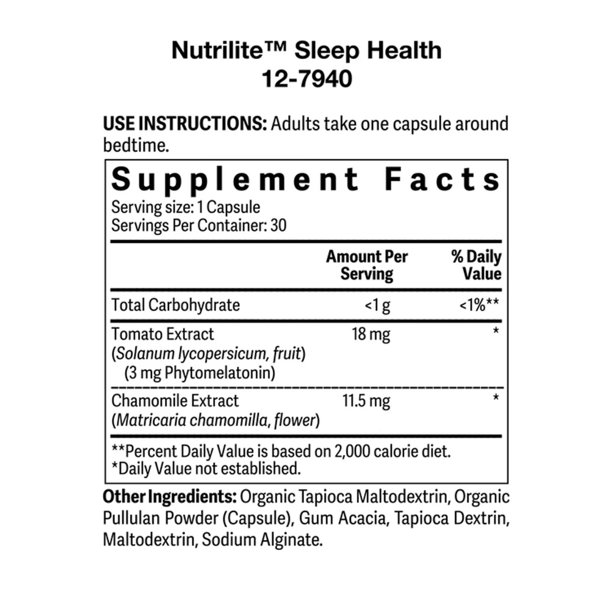 Nutrilite Sleep Health 30 capsules ingredients