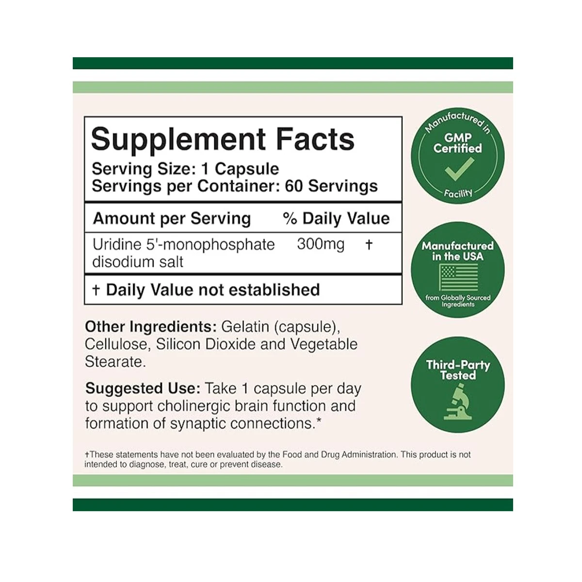Double Wood Suplement Alpha GPC + Uridine Bundle 300mg 60 Capsule ingredients