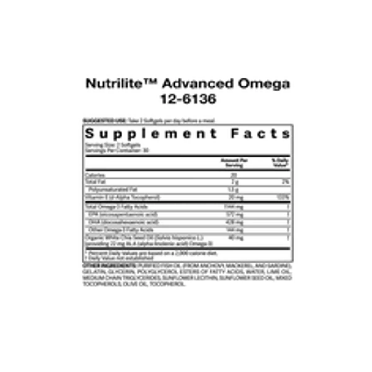 Nutrilite Advanced Omega 60 Softgels ingredients