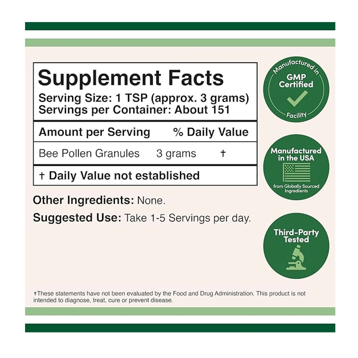 Double Wood Supplement Bee Pollen 16OZ (454G) ingredients