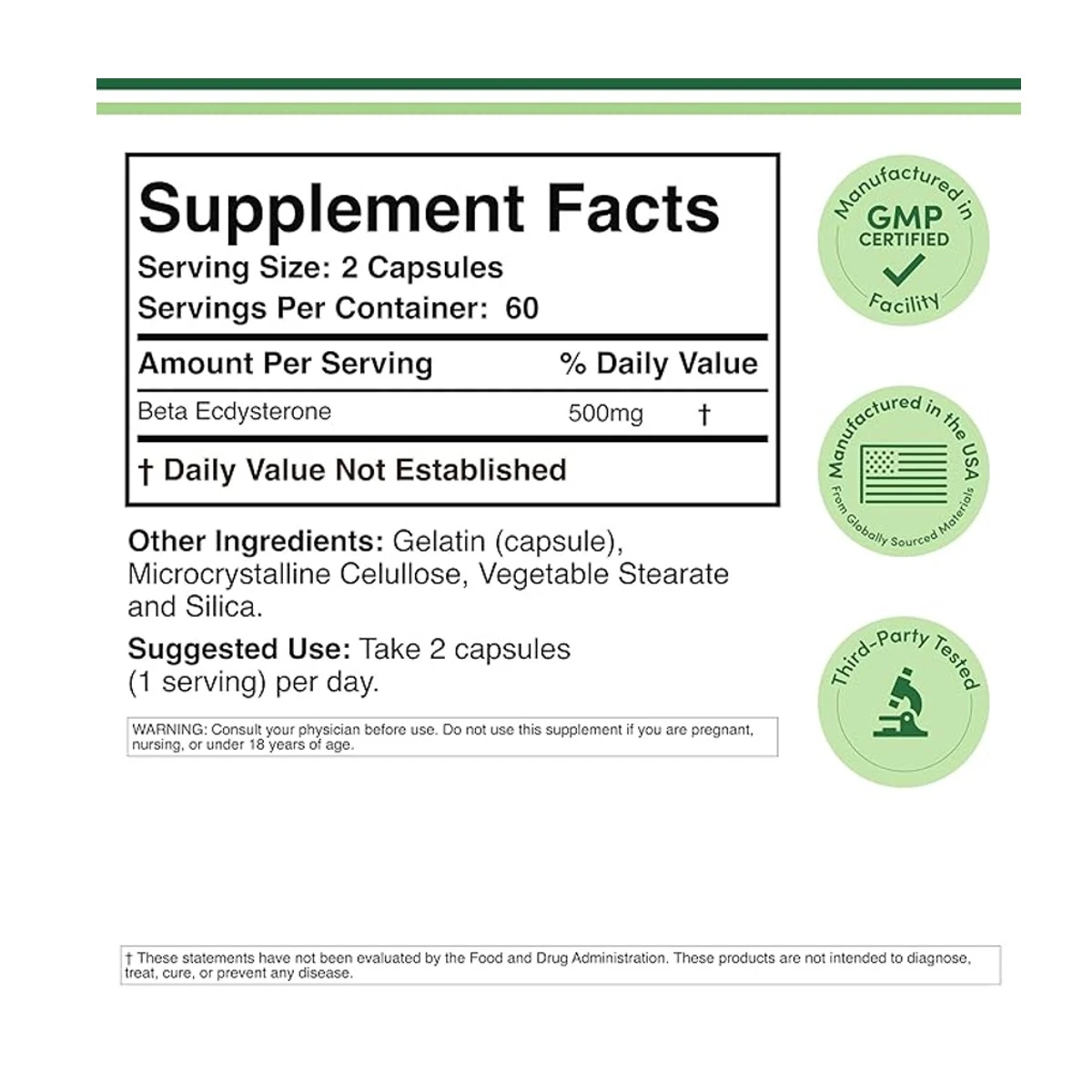 Double Wood Supplement Beta Ecdysterone 500mg 120 Capsule ingredients