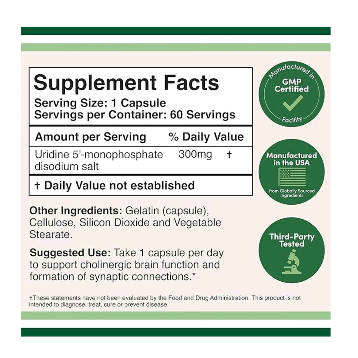 Double Wood Suplement CDP Choline + Uridine Bundle 300mg 60 Capsule ingredients