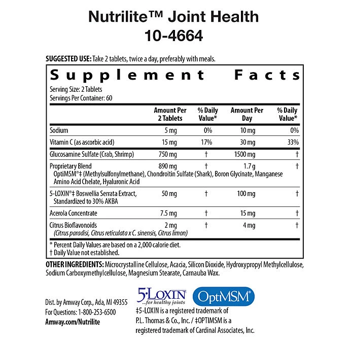 Nutrilite Joint Health 120 Tablets ingredients