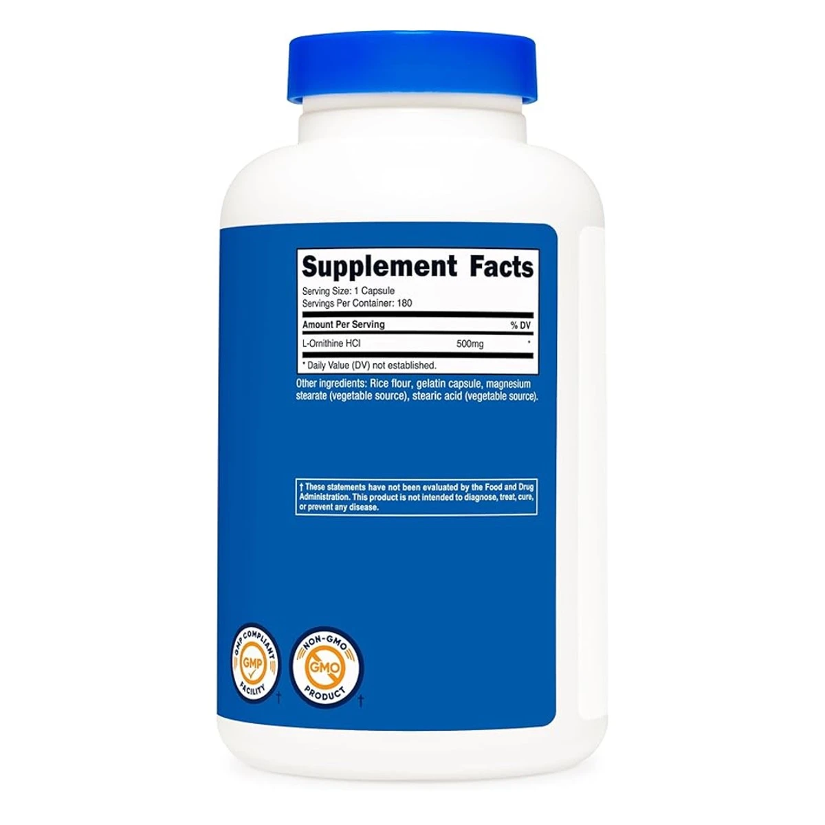 Nutricost L-Ornithine HCl 500mg 180 Capsules ingredients