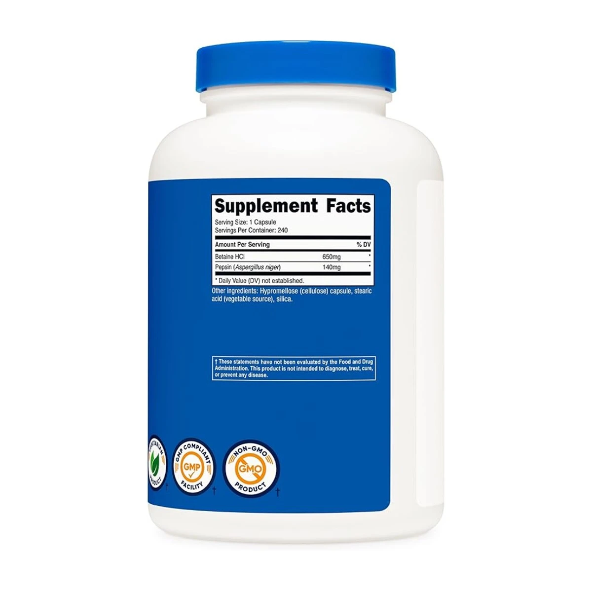 Nutricost Betaine HCl + Pepsin 790mg 240 Capsules ingredients