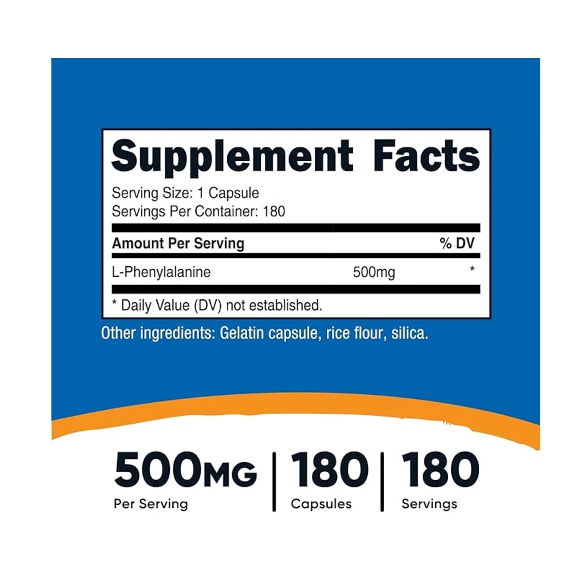 Nutricost L-Phenylalanine 500mg 180 Capsules ingredients