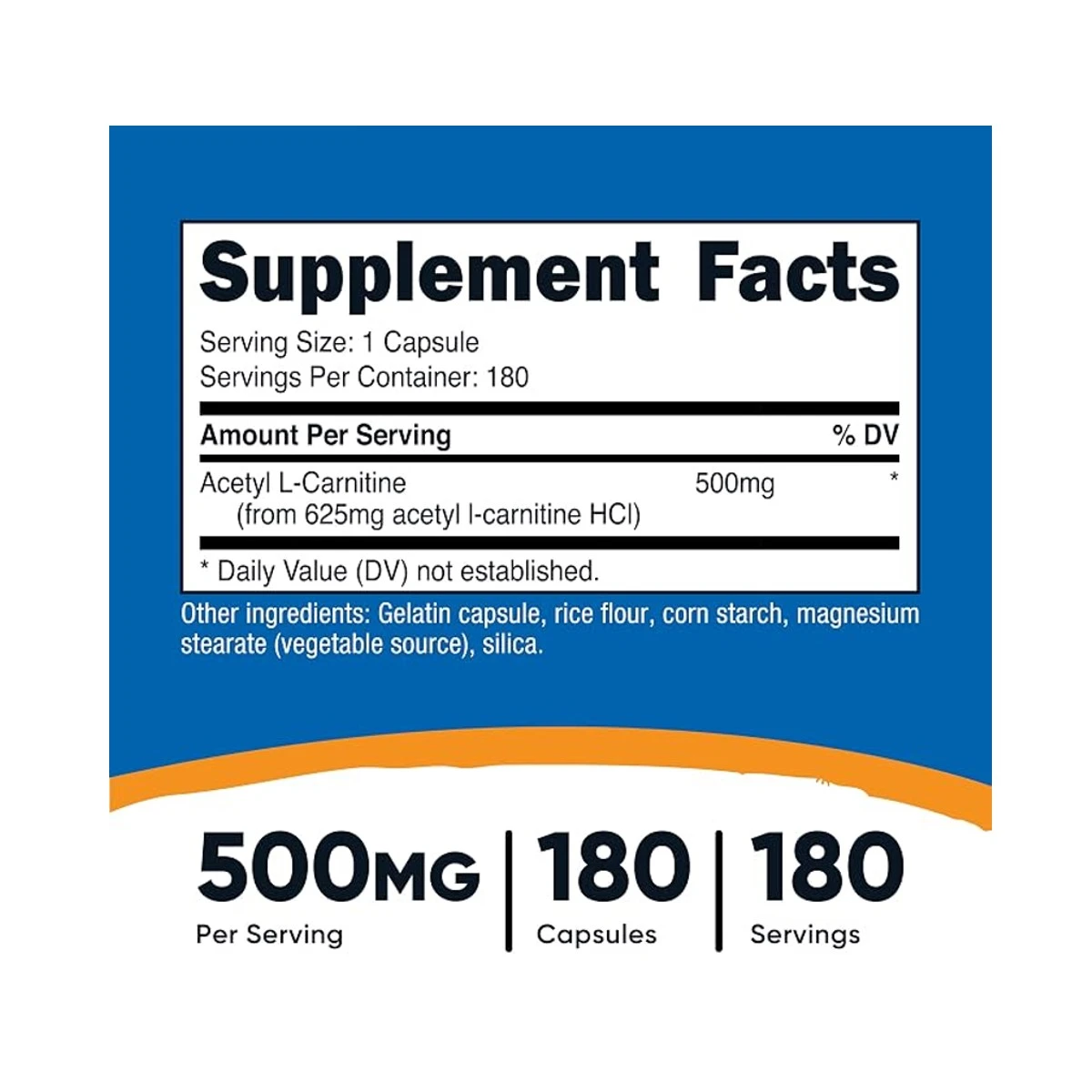 Nutricost Acetyl L-Carnitine 500mg 180 Capsules ingredients