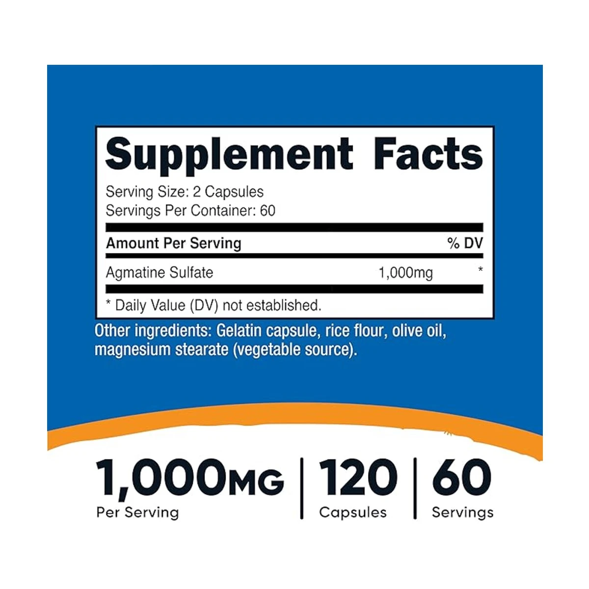 Nutricost Agmatine Sulfate 1000mg 120 Capsules ingredients