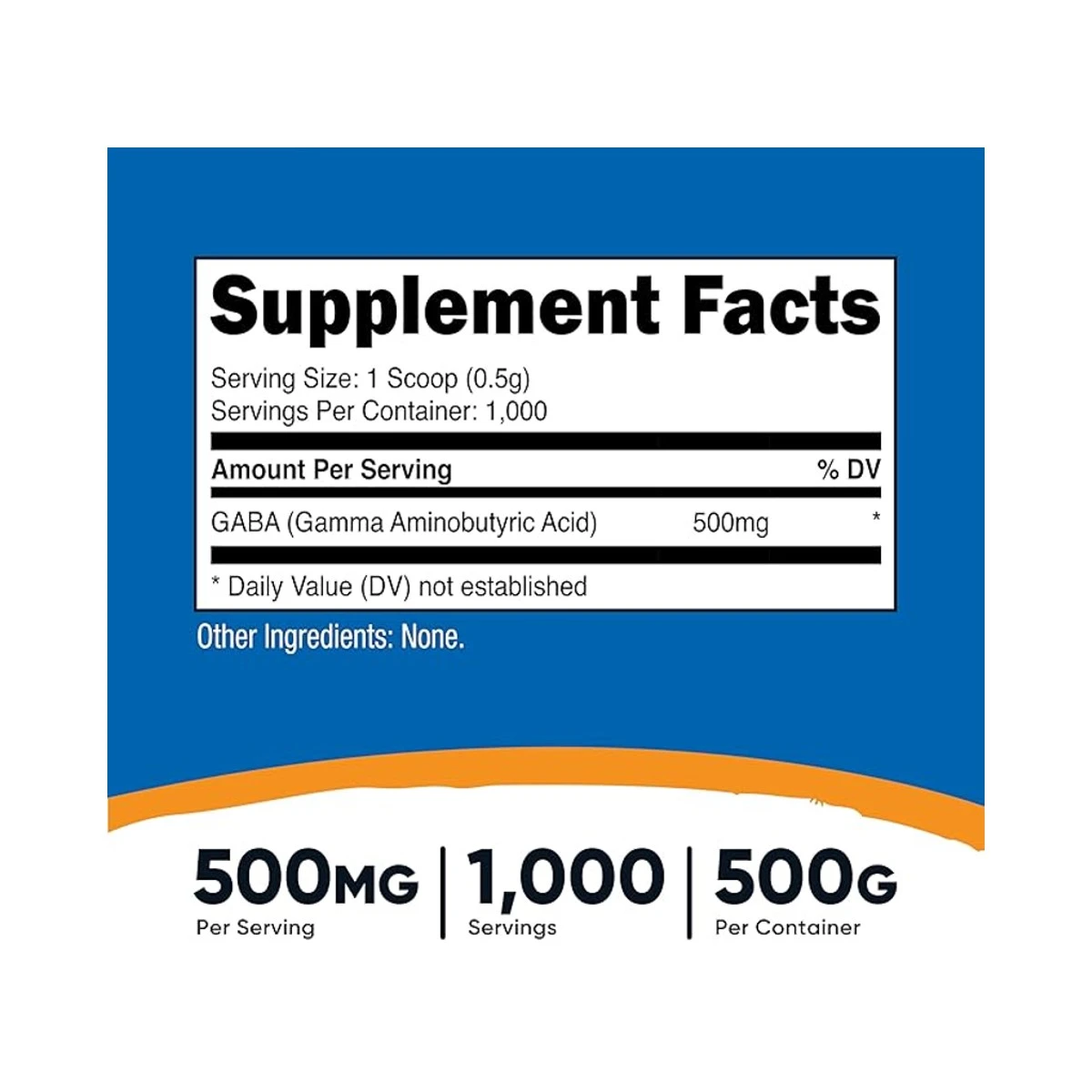 Nutricost GABA (Gamma Aminobutyric Acid) 500mg 500g Powder ingredients