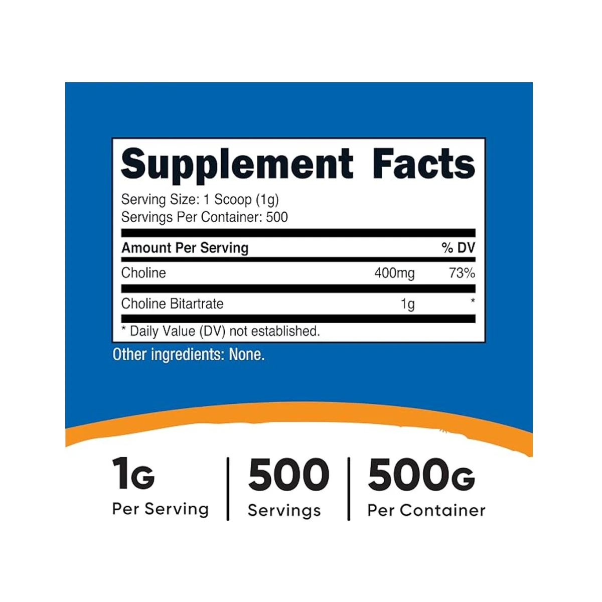 Nutricost Choline Bitartrate 1g 500g Powder ingredients